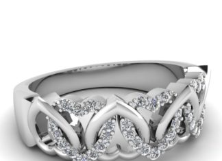 Diamond Rings : Interweaved Heart Band…