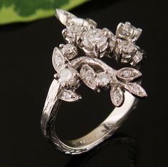 Diamond Rings : leaf branch diamond ring…