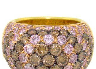 Diamond Rings : Luca Carati Pink Diamond & Brown Diamond Ring in 18K Yellow Gold #pink #ring #di…