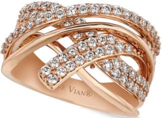 Diamond Rings : Macy’s – Le Vian Diamond Diamond Crossover Ring (9/10 ct. t.w.) in 14k Rose Gold