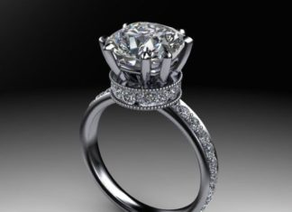 Diamond Rings : NEO Moissanite and Diamond Engagement Ring 3.90 CTW