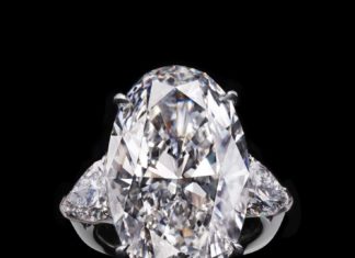 Diamond Rings : Oval-shaped white diamond totaling 18.49 carats, handcrafted in platinum #LEVIEV…