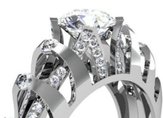Diamond Rings : Platinum and diamond accented ring with round diamond center stone Stuller…