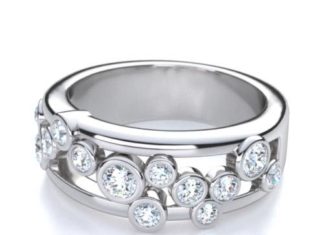 Diamond Rings : Right Hand Round Cut Diamond Ring in Palladium…