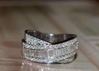 Diamond Rings : Round and Baguette Cut Diamond Wedding Band 18k White by JdotC, $2000.00…