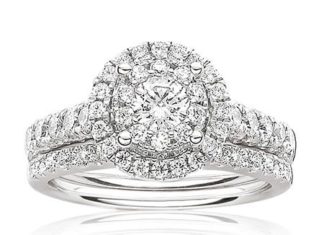 Diamond Rings : Serie Brilliant-Cut Diamond Halo Engagement Ring 1ct. T.W….