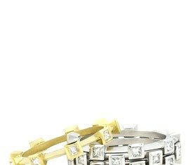 Diamond Rings : Suzy Landa Knife-Edge Stacking Rings with Princess Cut Diamonds….