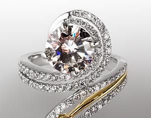 Diamond Rings : Swirl Motif 1.8 Carat Diamond Engagement Ring 14K Gold…