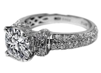 Diamond Rings : Vintage Style Diamond Engagement Ring 1.17 tcw….