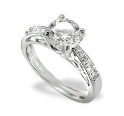 Diamond Rings : White Gold Na Hoku Solitaire 1.0 Carat, H-VS2 Round Diamond Engagement Ring…