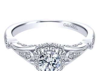 Luxury Jewelry 2017/2018 : 14K White Gold .67cttw Vintage Cushion Halo Diamond Engagement Ring…