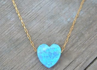 Luxury Jewelry 2017/2018 : Collier opale de coeur, mode de printemps, la chaîne 14k or rempli, bleu coeur …
