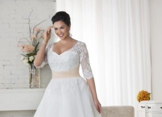 Short Wedding Dresses : 1523 Unforgettable by Bonny Bridal – Organza tea length, plus size wedding gown …