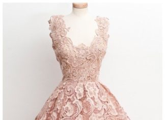 Short Wedding Dresses : 1950s vintage dress, prom dress 2016, princess pink short lace dress, homecoming…