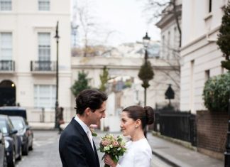 Short Wedding Dresses : An Intimate London Elopement for a Valentino Bride… 60s style white Valentino …