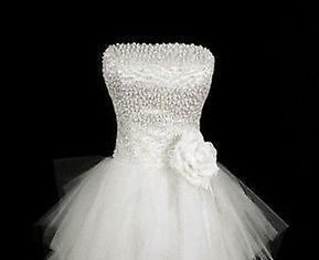 Short Wedding Dresses : Beaded New White Ivory Tulle Net Sexy Short Mini Wedding Bridal Dresses Gown You…