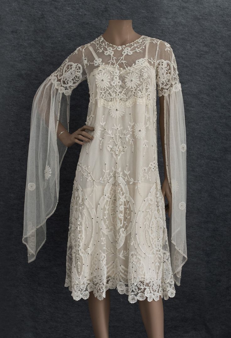 white flapper wedding dress
