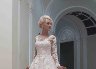 Short Wedding Dresses : Charlotte Wedding Dress, long sleeve lace with tea skirt length, classic modern …
