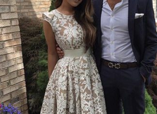 Short Wedding Dresses : Custom made round neck lace prom dress, evening dress from cutedress