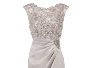 Short Wedding Dresses : Dresses : Java Sequin Lace & Satin Dress