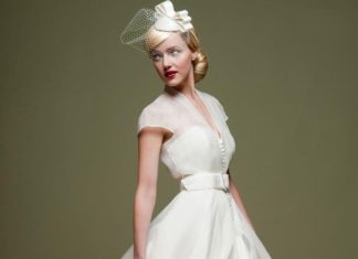 Short Wedding Dresses : FairyGothMother / Lulu and Lush Satin tea dress with organza coat , ivory,…