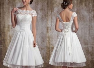 Short Wedding Dresses : GML said this is the one!! White/Ivory Short Sleeve Vintage Lace Short Wedding D…