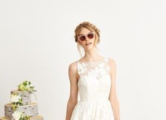 Short Wedding Dresses : ‘Hepburn’ Floral Appliqué Silk Organza Dress (In Stores Only)