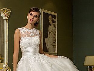 Short Wedding Dresses : Jewel Ankle-length Tulle Wedding Dress…