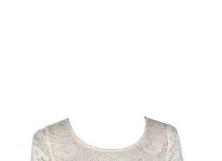 Short Wedding Dresses : Lily Boutique Open Back Mesh Inset Half Sleeve Lace Dress in Cream, $36 Beige La…