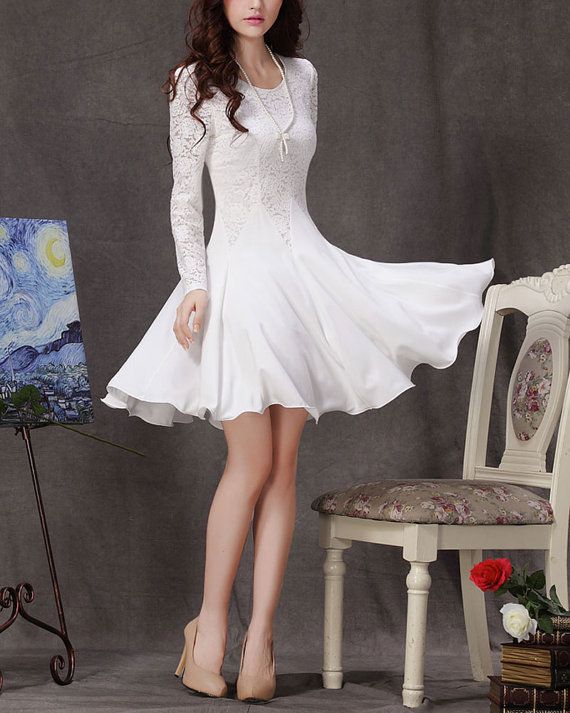 short white flare dress