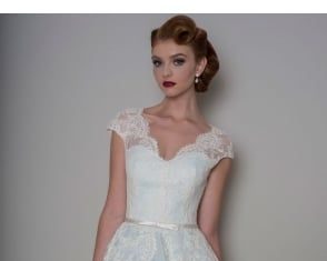 Short Wedding Dresses : Loulou BLANCHE Tea Calf Length Wedding Dress With Sleeves