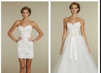 Short Wedding Dresses : Make a removable tulle skirt. Put it on for a romantic ceremony and take it off …