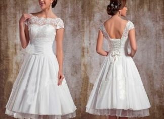 Short Wedding Dresses : New Short Sleeve Tea Length Lace Wedding Dress Size 4 6 8 10 12 14 16 Custom | e…