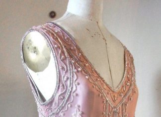 Short Wedding Dresses : Pink and Silver Charleston beaded Flapper Dress: 1920s, Sideways…
