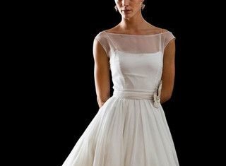 Short Wedding Dresses : Retro Modest 50s 60s Short Tea Length Wedding Dress…