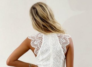 Short Wedding Dresses : SABO SKIRT Armada Dress with lace overlay, cap sleeves – White – 58.0000…