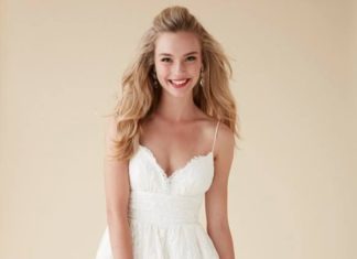 Short Wedding Dresses : Short, sassy, and all lace…Astrid & Mercedes Jolie cocktail length wedding…