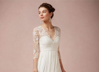 Short Wedding Dresses : V Back Destination Chiffon V Neck Empire Sheath/ Column Wedding Gown…