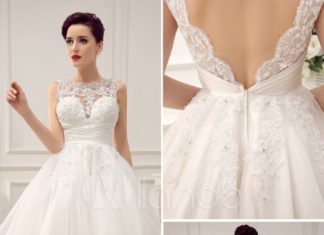 Short Wedding Dresses : Vestido de noiva curto marfim com renda e decote V – Milanoo.com…