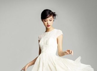 Short Wedding Dresses : Vestido de novia corto con mangas en primavera 2013 – Foto Nordstrom…