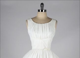 Short Wedding Dresses : vintage 1950s cream chiffon, classic dress…