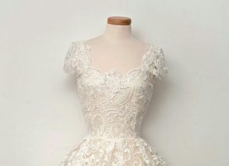 Short Wedding Dresses : Vintage 1950's dress Ivory lace & embroidery…