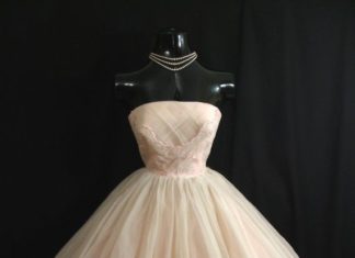 Short Wedding Dresses : Vintage 1950's Pink/White Organza Prom Dress…