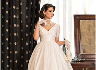Short Wedding Dresses : Wedding Dress A Line Tea Length Taffeta V Neck Little White Dress With Criss Cro…