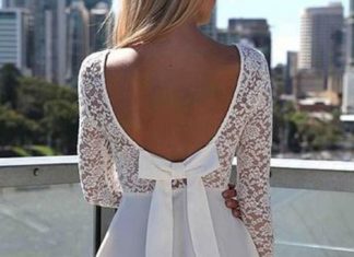 Short Wedding Dresses : White Heart Lace Long Sleeves Dress | abaday…
