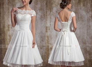 Short Wedding Dresses : White/Ivory Short Sleeve Vintage Lace Short Wedding Dresses UK 6 8 10 12 14 16 |…