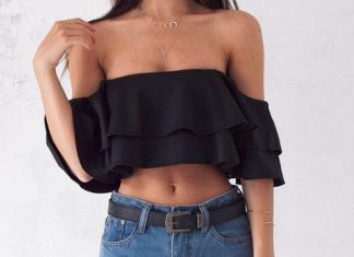 Street Style : streetstyleplatform:
Black Off Shoulder Blouse