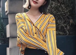 Street Style : streetstyleplatform:
Yellow Stripe Blouse