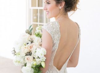 Trendy Wedding Dresses : Just look at the beautiful back on this wedding dress! Contemporary meets class…