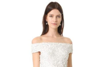 Trendy Wedding Dresses : Theia Marina Off the Shoulder Petal Gown…